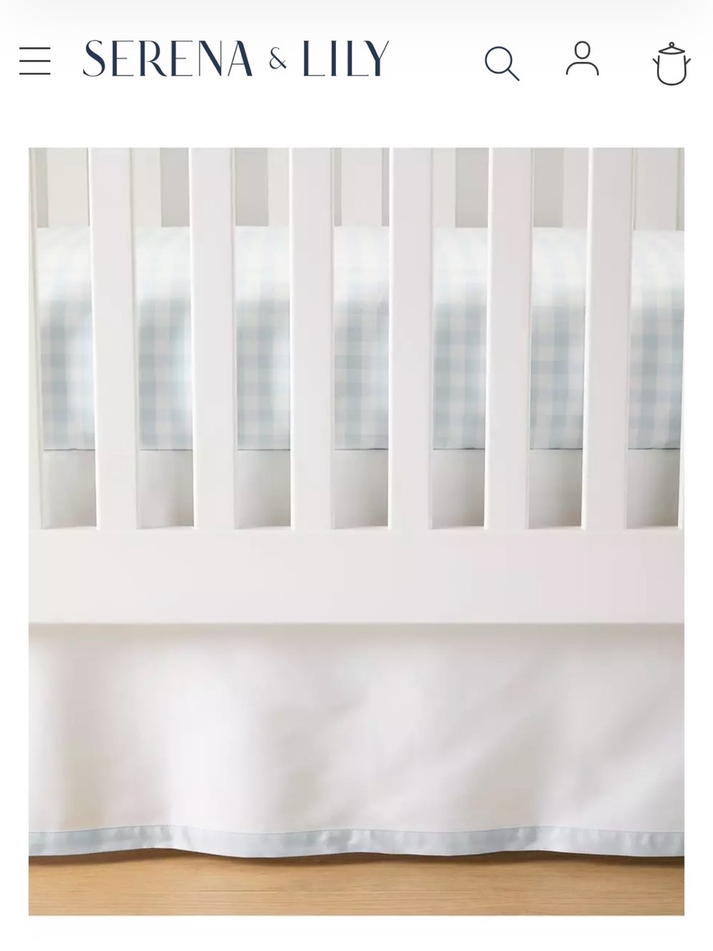 Serena & Lily White Crib Skirt with Blue Trim
